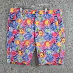 Hreski Men's Multicolor Performance Splatter Paint Tie Dye Golf Shorts 38